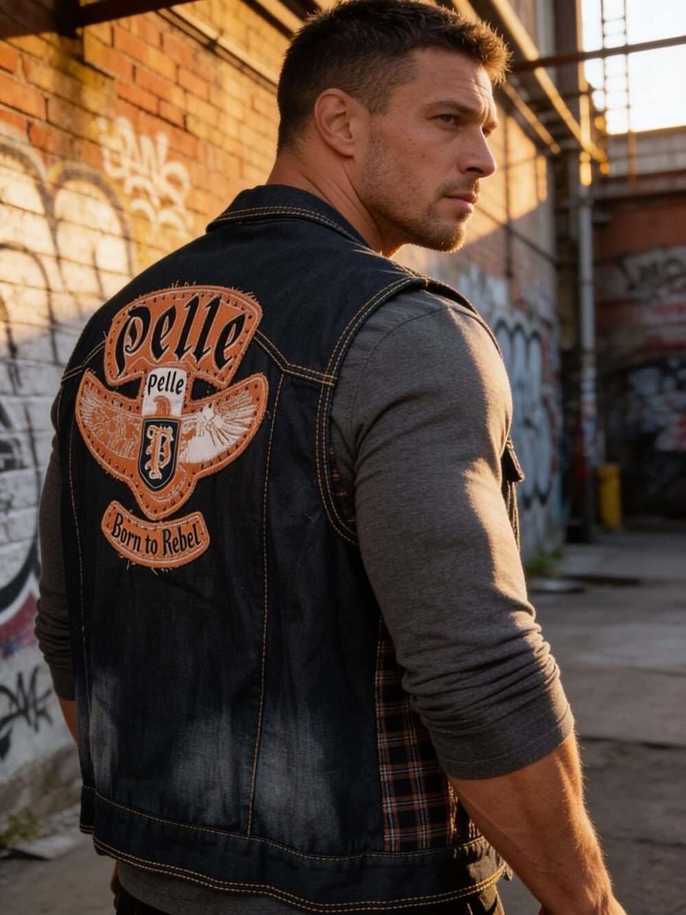 Pelle Pelle Born To Rebel Denim Vest 2XL Dark Blue